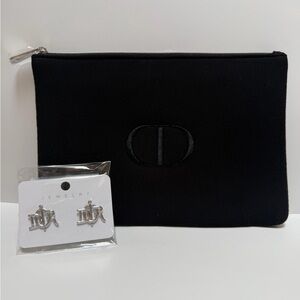 Dior Earrings & Makeup Bag / Pouch NWT